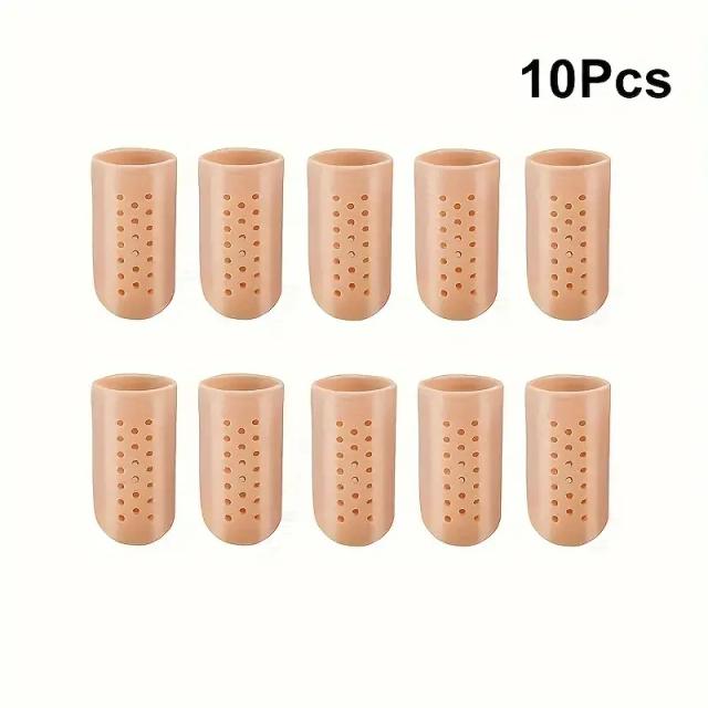 Conjunto de 10 Protetores de Dedo de Silicone Respirável com Furos, Equipamento Anti-desgaste e Confortável