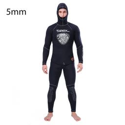 Fato de neoprene Split masculino, manga comprida, capuz térmico, calça de mergulho anti-frio, roupas profissionais de caça a peixes, 5mm - Image 1