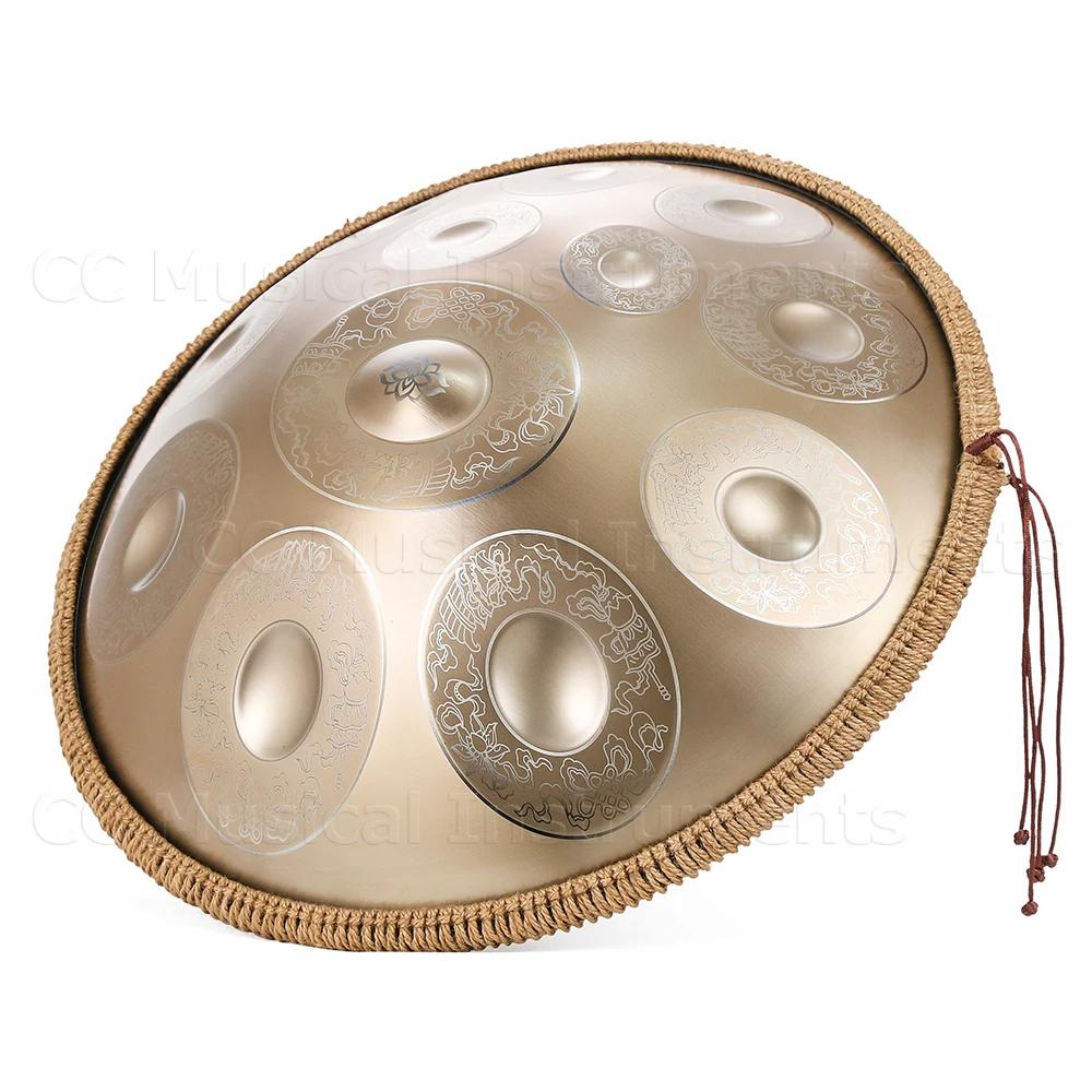 Golden Handpan Drum with Steel Tongue,D Minor, Meditação Yoga Profissional, Instrumentos Musicais, Presente de Percussão, 9,10,12 - Image 1