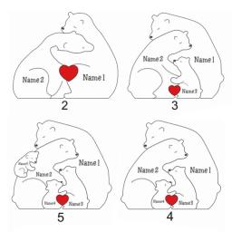 Enfeites De Madeira Personalizados Para Pintar O Tema Da Família Do Urso Quebra-cabeça, DIY, Gravura Livre, Nome Puzzles, Decoração De Casa, Presente Personalizado - Image 6