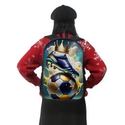 Cool futebol dourado com mochila estampa coroa, mochila esportiva para crianças, mochilas escolares para estudante adolescente, mochila de futebol - Image 4