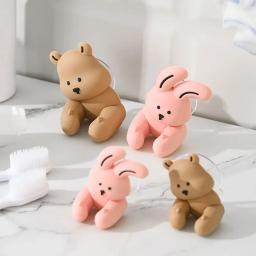 Porta-escovas de parede, ventosa, gancho de silicone, cremalheira para diversos, acessórios de banheiro, coelho e urso dos desenhos animados - Image 6