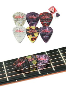 Alice palhetas para guitarra de celuloide AWR -6A Granulado de toque antiderrapante aleatório colorido 0,46/0,71/0,81/0,96/1,20/1,50 mm - Image 1