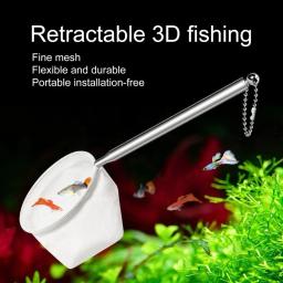 Mini rede de pesca com alça longa Rede de aquário Malha de pesca do aquário Aterragem telescópica de peixes Saco de malha profunda - Image 1