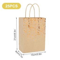 Saco De Papel Kraft Com Alça, Foil Stamping Decoração, Saco De Doces, Saco De Presente, Natal, Aniversário, Casamento, Festa, 15x21x8cm, 25 Pcs - Image 6