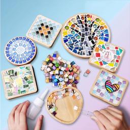 DIY bambu mosaico coaster fundo esteira, artesanato artesanal ferramenta pad, coração quadrado copo madeira bandeja para crianças, 1pc - Image 2