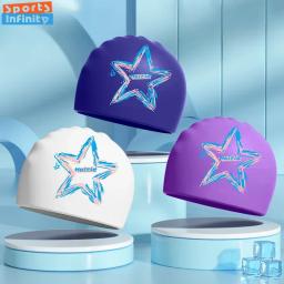 Silicone impermeável impresso Swim Caps para homens e mulheres, Tampão de natação grande cabelo longo, Acessórios de natação para adultos - Image 1