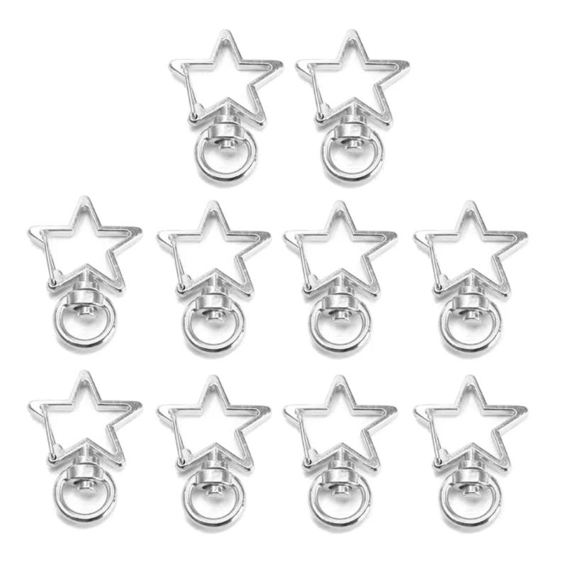 Conjunto 10 fechos garra lagosta metal, chaveiro estrela/gancho lua, clipe cordão, suprimentos para fazer - Image 1