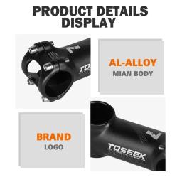 Toseek haste do guiador da bicicleta 60/70/80/90/100mm mtb haste 28.6mm 31.8mm potência negativa mtb mesa de bicicleta de estrada leve - Image 6