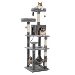 Árvore de gato multi-nível com arranhões, grande torre, rede, brinquedos de gatinho, pet suprimentos, acessórios para animais - Image 1