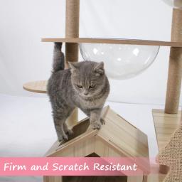 Grande espaço cápsula torre para gatos, escalada animais suprimentos, arranhando casa, madeira gato condomínio, árvore moderna de luxo, 147cm, 54,51" - Image 5