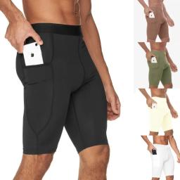 Calções de ginástica de compressão secagem rápida masculina, Leggings Fitness, Skinny, Slim, Stretch, Yoga, Esportes, Corrida, Corredor, Calças curtas, Verão - Image 1