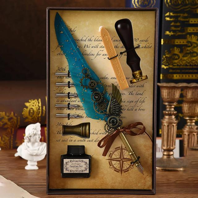 Kit Completo de Caligrafia: Caneta de Imersão, Carimbo de Selo de Cera e Acessórios para Escrita Elegante