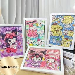Sanrio Diamond Kits de Pintura para Crianças, Hello Kitty Kuromi Arte, Gem por Número, Artesanato Presente, Decoração da Parede, 5D - Image 1