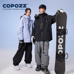 Copozz engrossar 3l jaqueta de esqui das mulheres dos homens à prova de vento à prova dwindproof água inverno casaco de esqui wear cor sólida com capuz quente snowboard terno de esqui - Image 4