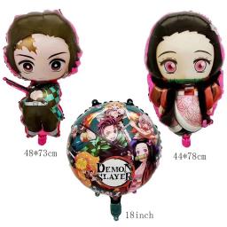 Demônio Slayer Kimetsu No Yaiba Decoração De Festa De Aniversário, Balão De Látex, Banner De Fundo, Topper De Bolo, Suprimentos De Talheres, Brinquedos - Image 4