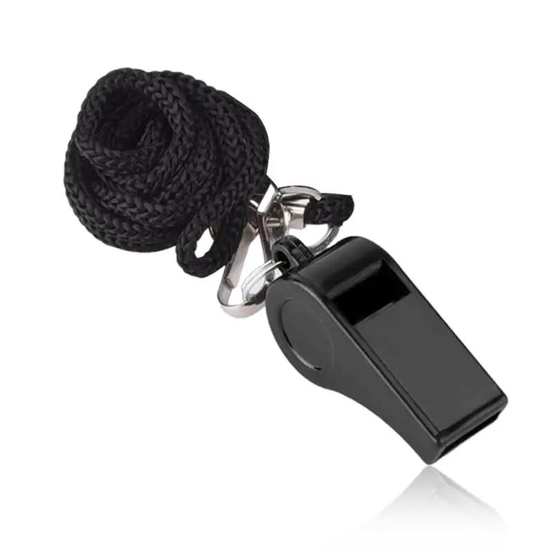 ABS Professional Black Whistle com cordão, esportes ao ar livre, camping, caminhadas, jogo de arbitragem, treinamento, sobrevivência, 1-10pcs - Image 1
