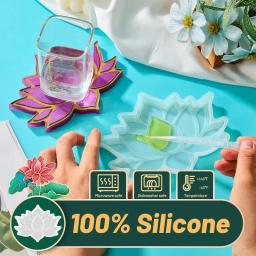 Molde epóxi de cristal diy, mesa de armazenamento de lótus, molde de silicone multiuso para resina - Image 3