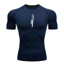 Camisas de compressão atléticas masculinas impressas atlético secagem rápida respirável rash guard atlético apertado treino topos verão - Image 2