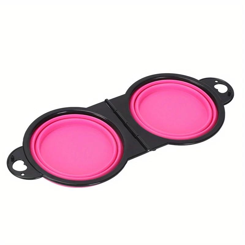 Tigelas duplas dobráveis para Pet, portátil Dog Travel Bowl, dobrável Dog Food Bowl, água Bowl, Outdoor Traveling Supplies, 1Pc - Image 1