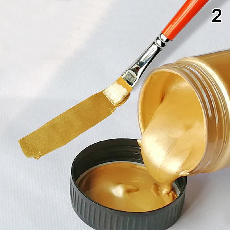 Tinta Acrílica Dourada Impermeável para Brinquedos de Gesso, Estátuas e Projetos DIY - 100ml de Pigmento Metálico