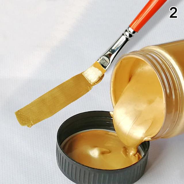 Tinta Acrílica Dourada Impermeável para Brinquedos de Gesso, Estátuas e Projetos DIY - 100ml de Pigmento Metálico