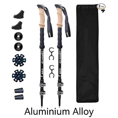 Portátil ao ar livre Fold Trekking Pole, Nordic Camping Cane, Vara de caminhada, Escalada Stick no saco, 5 seções, 2 pcs - Image 1