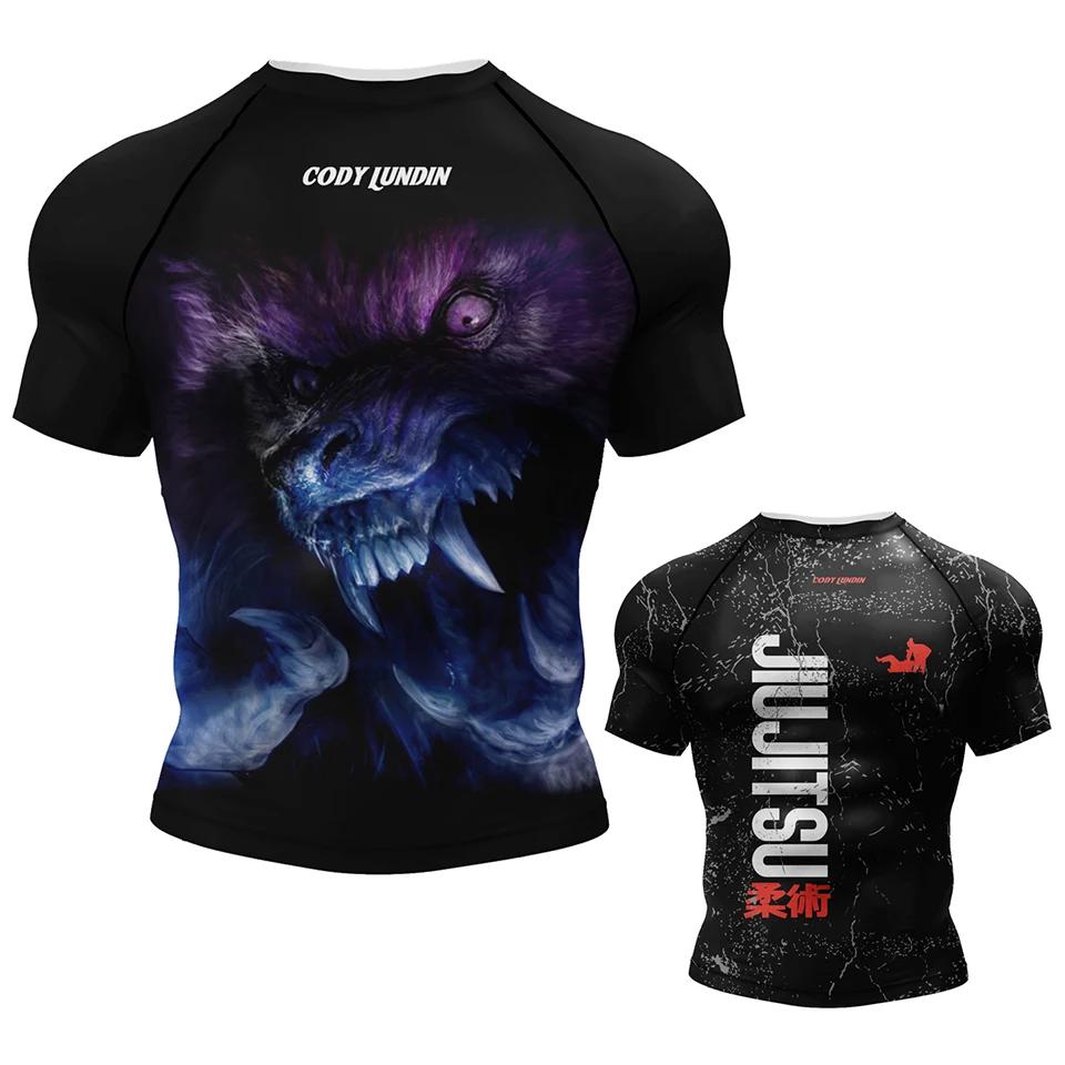 Quimono masculino de boxe, conjunto de camiseta e calça de Jiu Jitsu Mma, shorts esportivos simples Bjj Rashguard, roupas de ginástica, Boxeo Sportswear, novo - Image 1