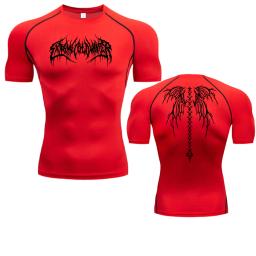 Camisa de compressão de estampa para homens, manga curta, protetor de erupção cutânea, treino de ginástica, camiseta atlética, tops de verão - Image 4