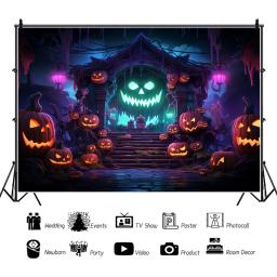 Halloween Skeleton House Banner Backdrop, Horror Night, Abóbora, Festa em família, Personalizado, Adulto, Crianças, Pôster de parede, Decor Background - Image 2