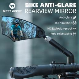 Universal bicicleta espelho retrovisor ajustável girar anti-reflexo ciclismo guiador espelhos retrovisores para scooter acessórios da bicicleta - Image 1