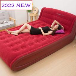 Moderno inflável cama de casal para viagens acampamento dobrável grande sofá cama para adultos crianças ao ar livre jardim mobiliário veludo couro - Image 1