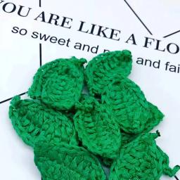 Patches de linha de algodão artesanal folha verde, DIY Woven Leaf Decorações, ornamento, 3 cores, 15pcs por lote - Image 5