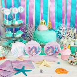 Convites do aniversário da sereia para meninas, fontes peroladas 3d do partido para as decorações do oceano do mar - Image 4