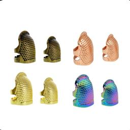 Protetores ajustáveis do dedo do metal, anéis do dedal, artesanato DIY, ferramentas de proteção do dedo da costura, acessórios do bordado, 2pcs - Image 2
