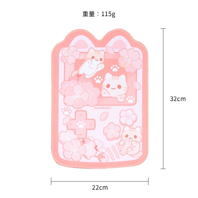 Mouse Pad Kawaii Rosa Pastel com Gato Sakura - Bonito, à Prova d'Água e Antiderrapante para Escrita e Trabalho com Notebook