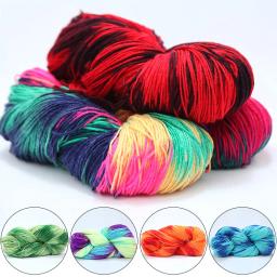 Colorido arco-íris segmento tingido fios de lã, DIY mão tricô fio, macio bebê suéter, lenço e xale suprimentos, 50g por rolo - Image 2
