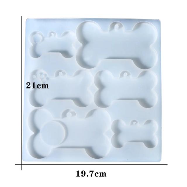Molde de Silicone Forma Óssea para Cães e Gatos - DIY de Resina Epóxi para Chaveiros e Pingentes Artesanais