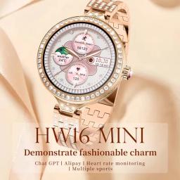 HW16 Mini Relógio Inteligente para Mulheres, Rastreador De Fitness, NFC, Chamada Bluetooth, AI Voice, Monitor De Saúde, Lady Smartwatch, ChatGPT, Moda - Image 3