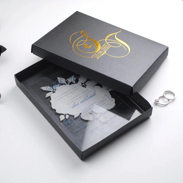 Convite Elegante com Logotipo Personalizado para Casamento - Conjunto de 10 Caixas Decorativas e Lembranças