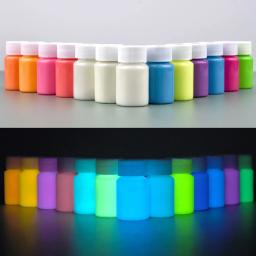 30g/garrafa pigmento fluorescente tintas luminosas de longa duração que brilham no escuro diy tintas acrílicas para arte festa resina suprimentos - Image 1