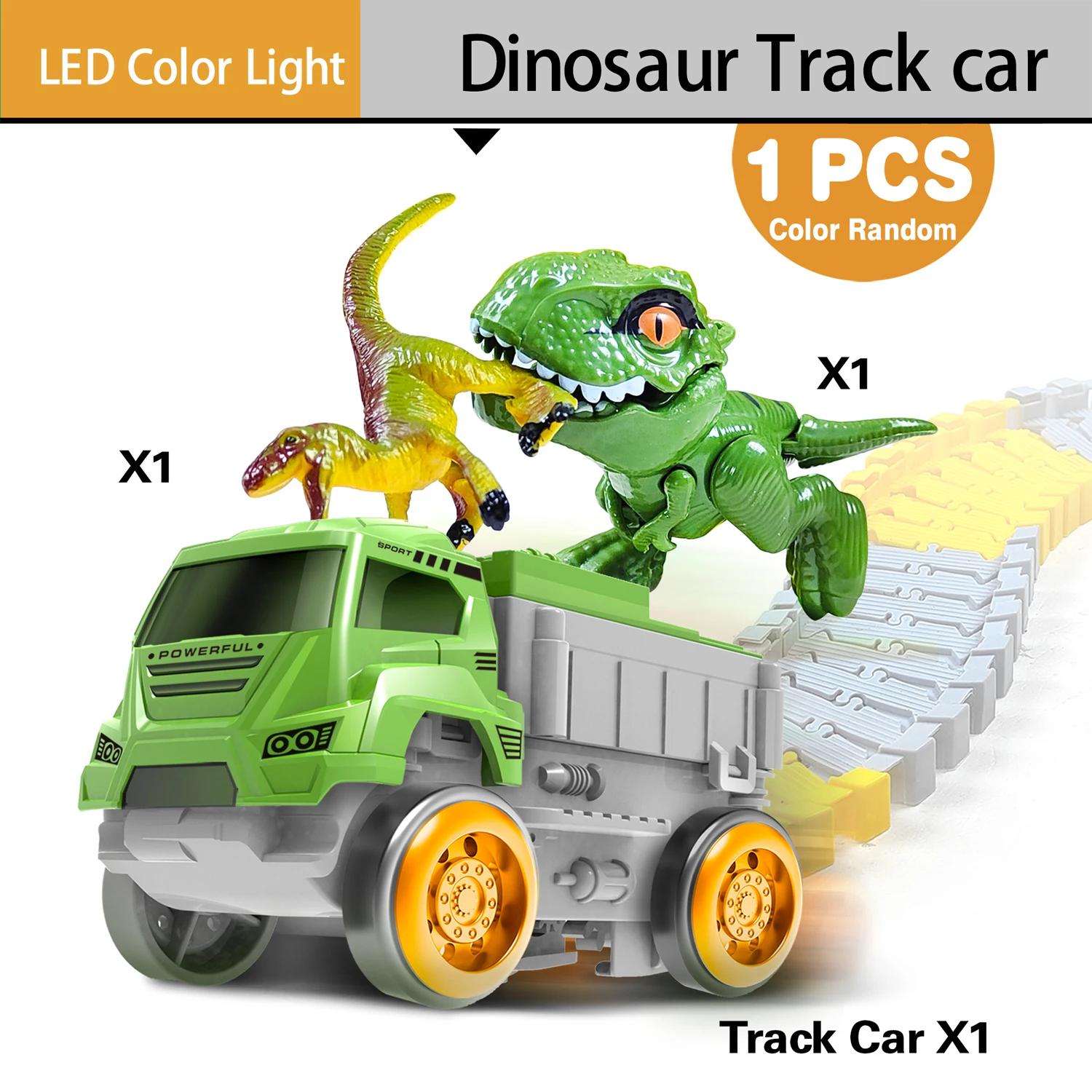 Magical Race Track Toy para meninos, Trilho de carro dinossauro, Brinquedos eletrônicos do carro, Pista flexível, Brinquedos educativos, Presente de aniversário - Image 1