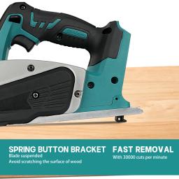 Sem fio recarregável elétrica mão plaina, Handheld Home DIY ferramenta de corte de madeira, Woodworking Power Planer, Makita 18V bateria - Image 4
