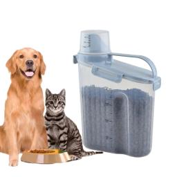 Recipiente hermético do armazenamento do alimento do animal de estimação com copo medindo, suporte seco portátil do alimento, Ja - Image 1