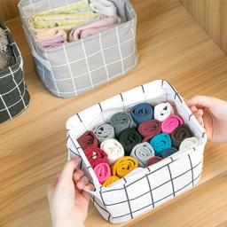 Linho e algodão dobrável caixa de armazenamento para casa e escritório, organizador cosmético para o livro, cesta roupa interior - Image 4