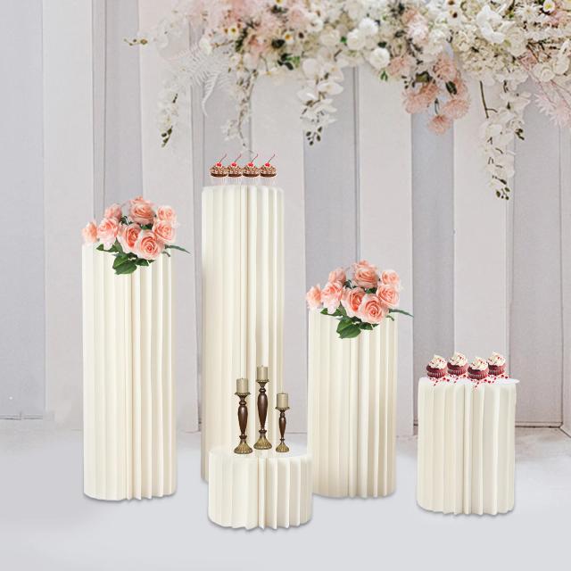 Suporte Dobrável para Flores de Casamento em Papelão Branco - Decoração Elegante para Eventos e Festas