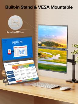 Monitor portátil UPERFECT UStation Δ / Delta para extensor de tela de laptop 15,6 "FHD 1080P Monitor duplo com suporte e monitor de viagem dobrável VESA 360 ° Monitor triplo empilhado para laptop PC Windows Mac - Image 5