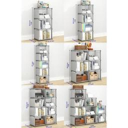 Cubo Armazenamento Organizador Estante, Estante portátil com pano de tecido nas costas, Sala de estar, Sala de estudo, Quarto - Image 5