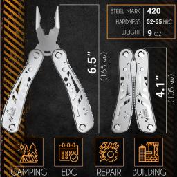 Alicata Multitool com Multi-ferramenta Profissional para Sobrevivência, Acampamento e Caça, Presentes para Homens, Pai, Banda Hus, 24-in-1 - Image 2