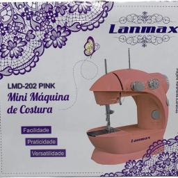 Mini Máquina De Costura Rosa Portátil Bivolt Com Pedal Acessórios Luz Led Cortador de Linha Barbie Pink Lanmax LMD-202 P - Image 3